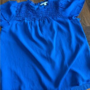 LOFT Royal Blue Smocked Blouse